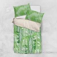 Green Hawaii Tapa Pattern Bedding Set With Heliconia Vintage Style LT05 US Twin 172cm x 218cm Green - Polynesian Pride