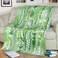 Green Hawaii Tapa Pattern Blanket With Heliconia Vintage Style LT05 - Polynesian Pride