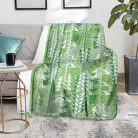 Green Hawaii Tapa Pattern Blanket With Heliconia Vintage Style LT05 - Polynesian Pride