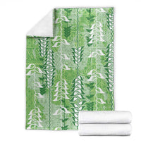 Green Hawaii Tapa Pattern Blanket With Heliconia Vintage Style LT05 - Polynesian Pride