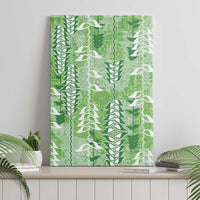 Green Hawaii Tapa Pattern Canvas Wall Art With Heliconia Vintage Style LT05 - Polynesian Pride