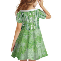 Green Hawaii Tapa Pattern Family Matching Tank Maxi Dress and Hawaiian Shirt With Heliconia Vintage Style LT05 - Polynesian Pride