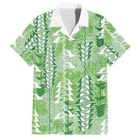 Green Hawaii Tapa Pattern Family Matching Tank Maxi Dress and Hawaiian Shirt With Heliconia Vintage Style LT05 Dad's Shirt - Short Sleeve Green - Polynesian Pride