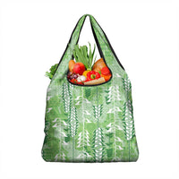 Green Hawaii Tapa Pattern Grocery Bag With Heliconia Vintage Style LT05 1-pack One Size Green - Polynesian Pride