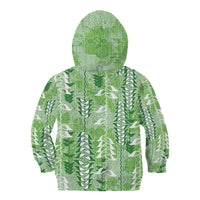 Green Hawaii Tapa Pattern Kid Hoodie With Heliconia Vintage Style LT05 - Polynesian Pride