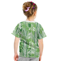Green Hawaii Tapa Pattern Kid T Shirt With Heliconia Vintage Style LT05 - Polynesian Pride