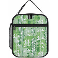 Green Hawaii Tapa Pattern Lunch Bag With Heliconia Vintage Style LT05 10.2 × 8.3 × 4.3 inch Green - Polynesian Pride