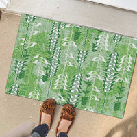 Green Hawaii Tapa Pattern Rubber Doormat With Heliconia Vintage Style LT05 - Polynesian Pride