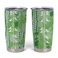 Green Hawaii Tapa Pattern Tumbler Cup With Heliconia Vintage Style LT05 Green - Polynesian Pride