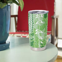 Green Hawaii Tapa Pattern Tumbler Cup With Heliconia Vintage Style LT05 - Polynesian Pride