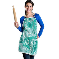 Teal Hawaii Tapa Pattern Apron With Heliconia Vintage Style LT05 - Polynesian Pride