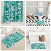 Teal Hawaii Tapa Pattern Bathroom Set With Heliconia Vintage Style LT05 - Polynesian Pride