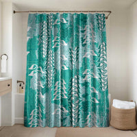 Teal Hawaii Tapa Pattern Bathroom Set With Heliconia Vintage Style LT05 Shower Curtain Only Teal - Polynesian Pride