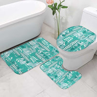 Teal Hawaii Tapa Pattern Bathroom Set With Heliconia Vintage Style LT05 - Polynesian Pride