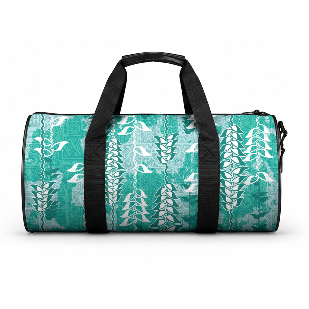 Teal Hawaii Tapa Pattern Duffle Bag With Heliconia Vintage Style LT05 One size Teal - Polynesian Pride