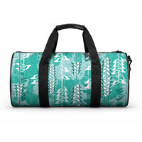 Teal Hawaii Tapa Pattern Duffle Bag With Heliconia Vintage Style LT05 One size Teal - Polynesian Pride