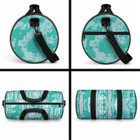 Teal Hawaii Tapa Pattern Duffle Bag With Heliconia Vintage Style LT05 - Polynesian Pride