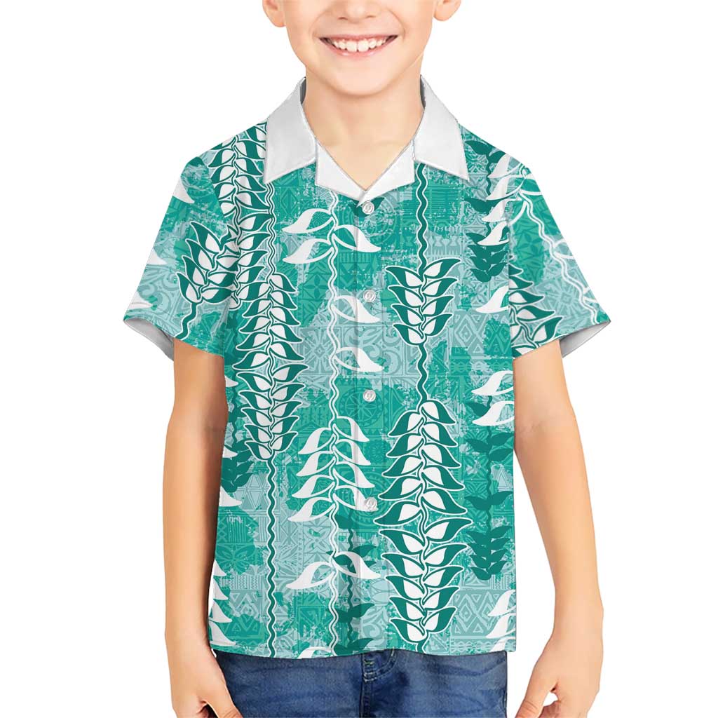Teal Hawaii Tapa Pattern Hawaiian Shirt With Heliconia Vintage Style LT05 - Polynesian Pride