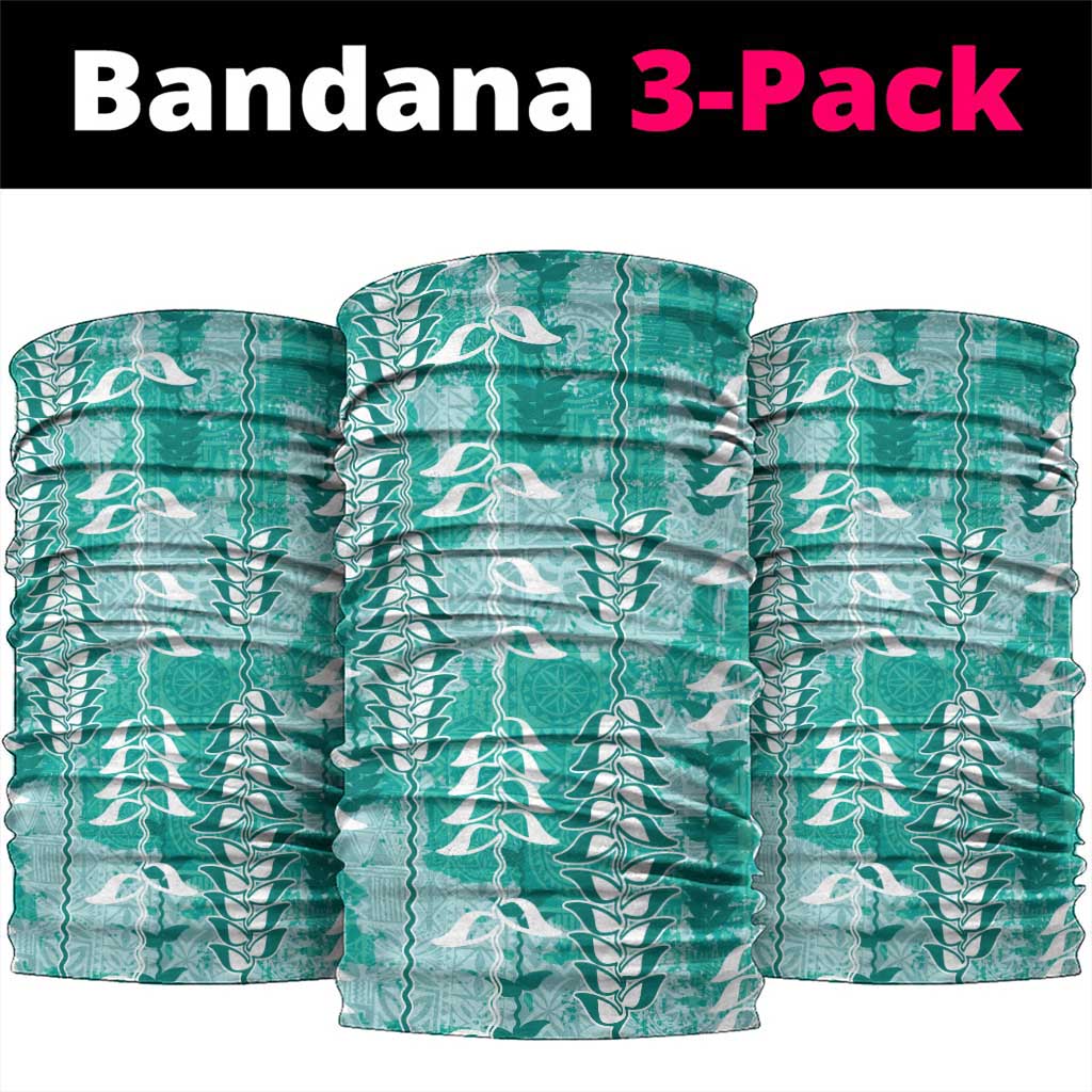 Teal Hawaii Tapa Pattern Neck Gaiter With Heliconia Vintage Style LT05 package One Size: 25*50cm Teal - Polynesian Pride