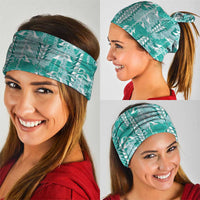 Teal Hawaii Tapa Pattern Neck Gaiter With Heliconia Vintage Style LT05 - Polynesian Pride