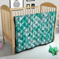 Teal Hawaii Tapa Pattern Quilt With Heliconia Vintage Style LT05 - Polynesian Pride