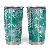 Teal Hawaii Tapa Pattern Tumbler Cup With Heliconia Vintage Style LT05 Teal - Polynesian Pride