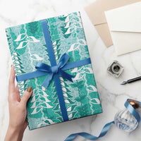 Teal Hawaii Tapa Pattern Wrapping Paper With Heliconia Vintage Style LT05 - Polynesian Pride
