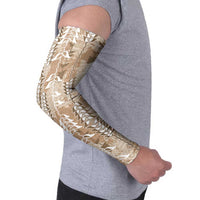 Beige Hawaii Tapa Pattern Arm Sleeves With Heliconia Vintage Style LT05 - Polynesian Pride