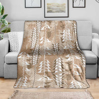 Beige Hawaii Tapa Pattern Blanket With Heliconia Vintage Style LT05 - Polynesian Pride