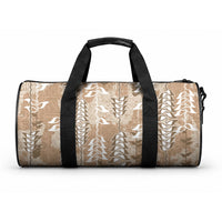 Beige Hawaii Tapa Pattern Duffle Bag With Heliconia Vintage Style