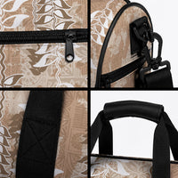 Beige Hawaii Tapa Pattern Duffle Bag With Heliconia Vintage Style