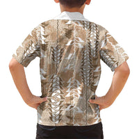 Beige Hawaii Tapa Pattern Family Matching Short Sleeve Bodycon Dress and Hawaiian Shirt With Heliconia Vintage Style LT05 - Polynesian Pride