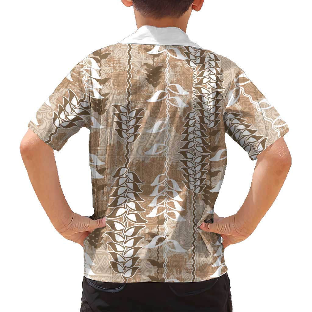 Beige Hawaii Tapa Pattern Family Matching Summer Maxi Dress and Hawaiian Shirt With Heliconia Vintage Style LT05 - Polynesian Pride
