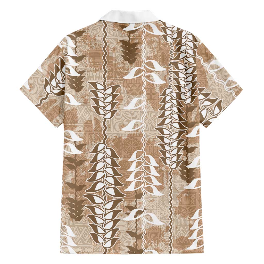 Beige Hawaii Tapa Pattern Family Matching Tank Maxi Dress and Hawaiian Shirt With Heliconia Vintage Style LT05 - Polynesian Pride