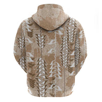 Beige Hawaii Tapa Pattern Hoodie With Heliconia Vintage Style LT05 - Polynesian Pride