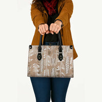 Beige Hawaii Tapa Pattern Leather Bag With Heliconia Vintage Style LT05 - Polynesian Pride