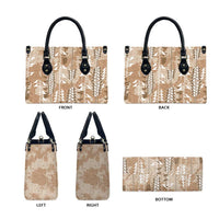 Beige Hawaii Tapa Pattern Leather Bag With Heliconia Vintage Style LT05 - Polynesian Pride