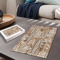 Beige Hawaii Tapa Pattern Puzzle With Heliconia Vintage Style LT05 - Polynesian Pride
