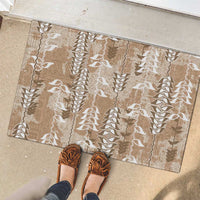 Beige Hawaii Tapa Pattern Rubber Doormat With Heliconia Vintage Style LT05 - Polynesian Pride