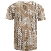 Beige Hawaii Tapa Pattern T Shirt With Heliconia Vintage Style LT05 - Polynesian Pride