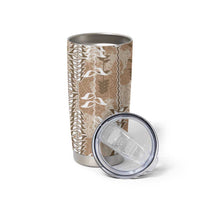 Beige Hawaii Tapa Pattern Tumbler Cup With Heliconia Vintage Style LT05 - Polynesian Pride