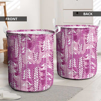 Magenta Hawaii Tapa Pattern Laundry Basket With Heliconia Vintage Style LT05 - Polynesian Pride