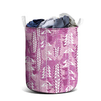 Magenta Hawaii Tapa Pattern Laundry Basket With Heliconia Vintage Style LT05 - Polynesian Pride
