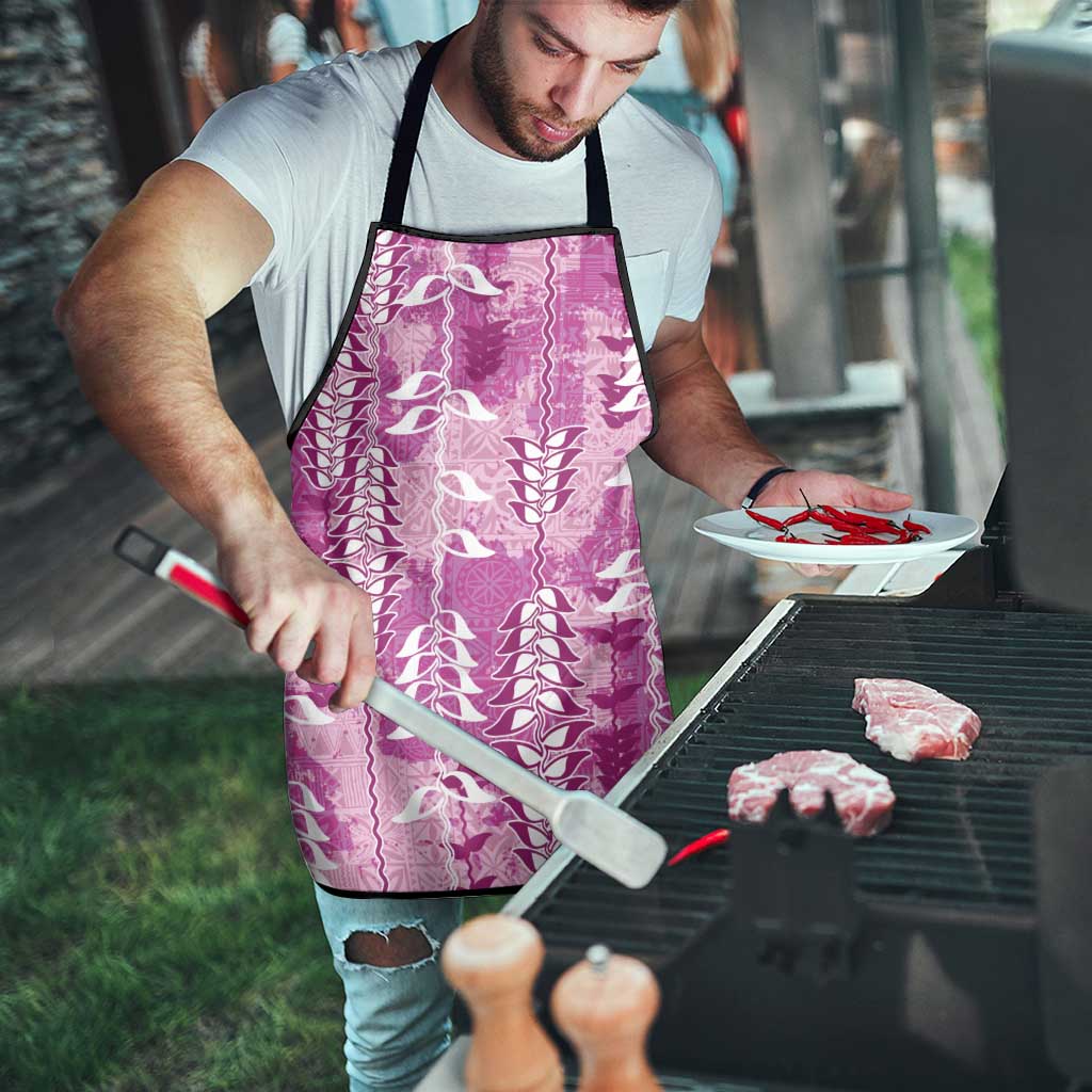 Magenta Hawaii Tapa Pattern Apron With Heliconia Vintage Style LT05 - Polynesian Pride