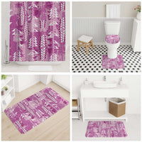 Magenta Hawaii Tapa Pattern Bathroom Set With Heliconia Vintage Style LT05 - Polynesian Pride