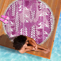 Magenta Hawaii Tapa Pattern Beach Blanket With Heliconia Vintage Style LT05 - Polynesian Pride