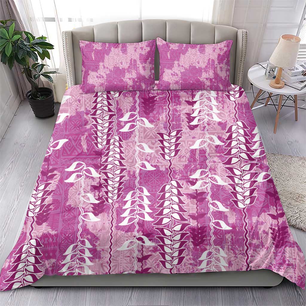 Magenta Hawaii Tapa Pattern Bedding Set With Heliconia Vintage Style LT05 - Polynesian Pride