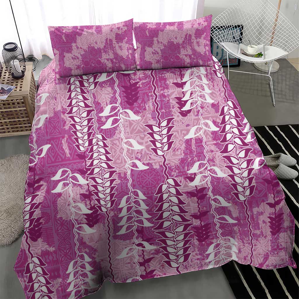 Magenta Hawaii Tapa Pattern Bedding Set With Heliconia Vintage Style LT05 - Polynesian Pride
