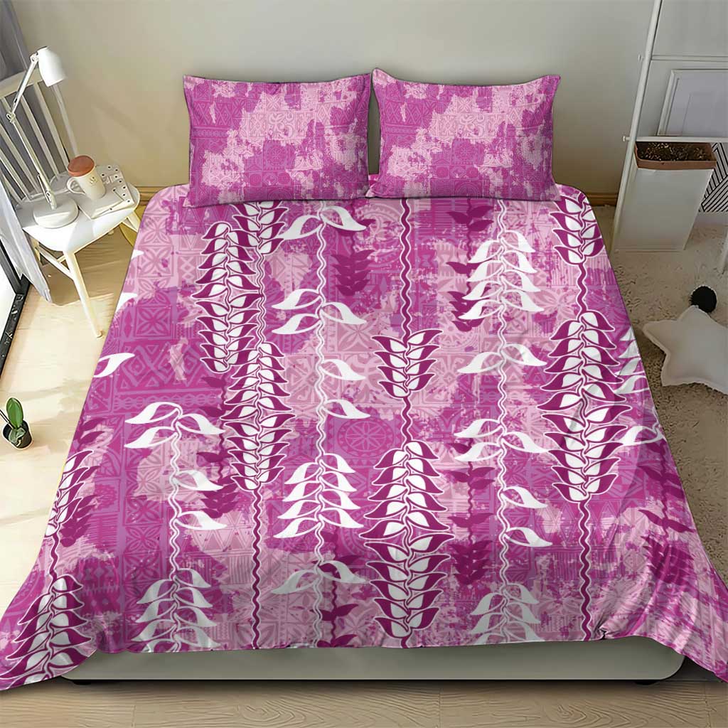 Magenta Hawaii Tapa Pattern Bedding Set With Heliconia Vintage Style LT05 - Polynesian Pride