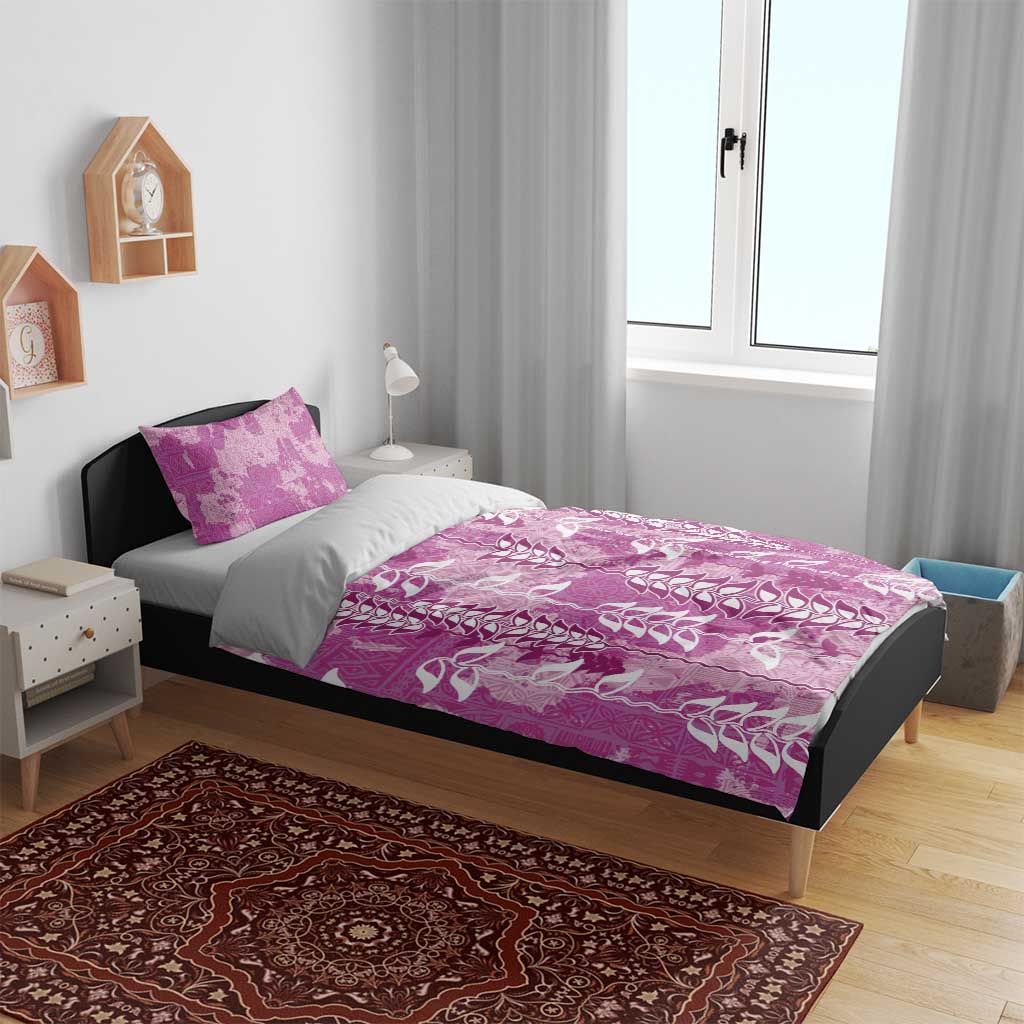 Magenta Hawaii Tapa Pattern Bedding Set With Heliconia Vintage Style LT05 - Polynesian Pride